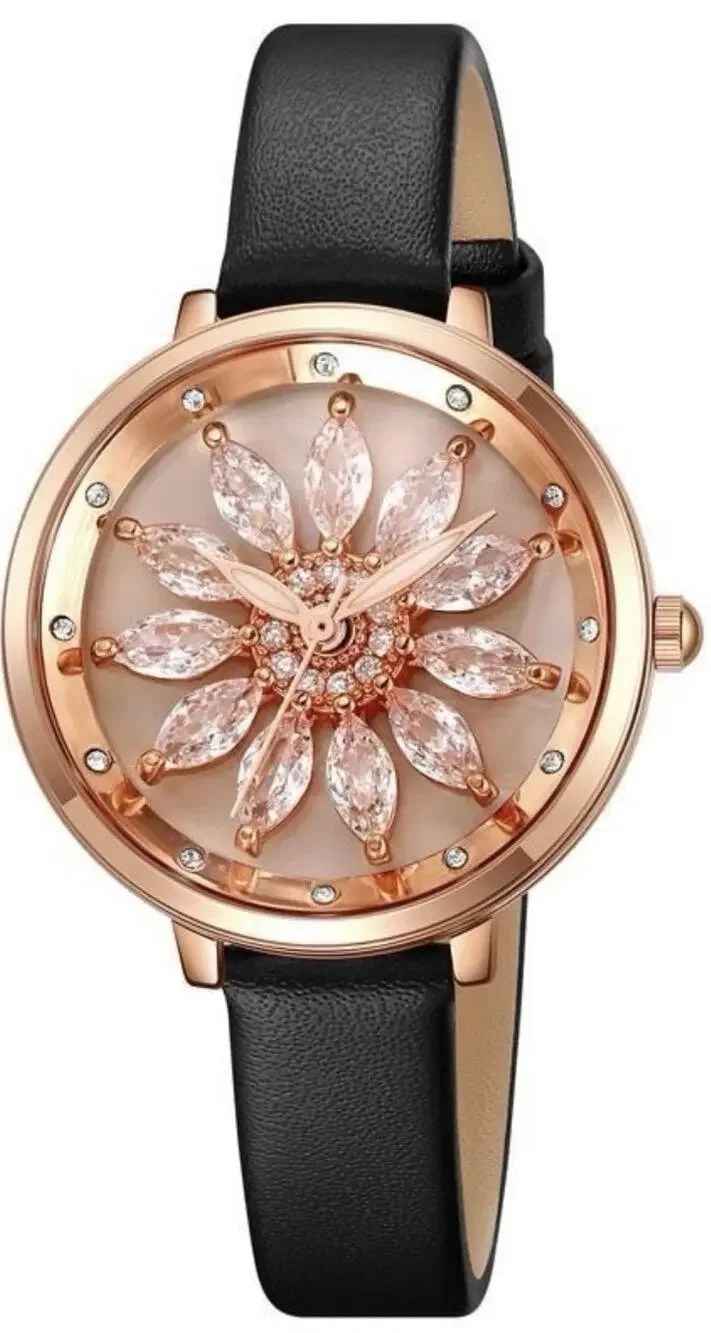 Invicta Celestial Lady 34mm Rose Gold Tone Case & Dial Black Band 70358